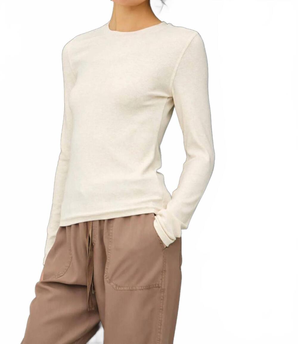 NEW BE COOL raina longsleeve crewneck top in oatmeal